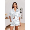 Ekouaer Satin Pajama Set for Women 2 Piece Pj Sets Short Sleeve Sleepwear | Super Soft Silky Summer Loungewear Set with Ruffle Short Sleeve Top and Pocket Shorts, Casual Travel Daily Gift(Blue Hydrangea)
