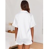 Ekouaer Satin Pajama Set for Women 2 Piece Pj Sets Short Sleeve Sleepwear | Super Soft Silky Summer Loungewear Set with Ruffle Short Sleeve Top and Pocket Shorts, Casual Travel Daily Gift(A-white)