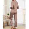 Ekouaer Satin Pajamas for Women Silk Long Sleeve Sleepwear Button Down Loungewear 2 Pieces Lace Soft Pjs Set(Brown)