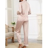 Ekouaer Satin Pajamas for Women Silk Long Sleeve Sleepwear Button Down Loungewear 2 Pieces Lace Soft Pjs Set(Champagne)