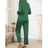 Ekouaer Satin Pajamas for Women Silk Long Sleeve Sleepwear Button Down Loungewear 2 Pieces Lace Soft Pjs Set(Deep Green)