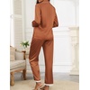 Ekouaer Satin Pajamas for Women Silk Long Sleeve Sleepwear Button Down Loungewear 2 Pieces Lace Soft Pjs Set(Light Brown)