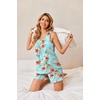 Ekouaer Women Sleeveless Pajama Set Summer Tank Top Pjs 2 Piece Lounge Set | Side Pockets, Cami Tank, Daily Loungewear, Floral Print, Travel Sleepwear, Ideal for Birthday Gift(Plants and Flowers/Blue/Red)
