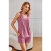 Ekouaer Women Sleeveless Pajama Set Summer Tank Top Pjs 2 Piece Lounge Set | Side Pockets, Cami Tank, Daily Loungewear, Floral Print, Travel Sleepwear, Ideal for Birthday Gift(Gray Pink)