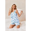 Ekouaer Women Sleeveless Pajama Set Summer Tank Top Pjs 2 Piece Lounge Set | Side Pockets, Cami Tank, Daily Loungewear, Floral Print, Travel Sleepwear, Ideal for Birthday Gift(Abstract Floral Patterns/Blue/Green)