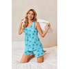 Ekouaer Women Sleeveless Pajama Set Summer Tank Top Pjs 2 Piece Lounge Set | Side Pockets, Cami Tank, Daily Loungewear, Floral Print, Travel Sleepwear, Ideal for Birthday Gift(Coconut Tree Blue/Green)