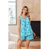 Ekouaer Women Sleeveless Pajama Set Summer Tank Top Pjs 2 Piece Lounge Set | Side Pockets, Cami Tank, Daily Loungewear, Floral Print, Travel Sleepwear, Ideal for Birthday Gift(Coconut Tree Blue/Green)
