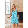 Ekouaer Women Sleeveless Pajama Set Summer Tank Top Pjs 2 Piece Lounge Set | Side Pockets, Cami Tank, Daily Loungewear, Floral Print, Travel Sleepwear, Ideal for Birthday Gift(Coconut Tree Blue/Green)