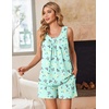 Ekouaer Women Sleeveless Pajama Set Summer Tank Top Pjs 2 Piece Lounge Set | Side Pockets, Cami Tank, Daily Loungewear, Floral Print, Travel Sleepwear, Ideal for Birthday Gift(Butterfly Leaves/Green)
