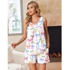 Ekouaer Women Sleeveless Pajama Set Summer Tank Top Pjs 2 Piece Lounge Set | Side Pockets, Cami Tank, Daily Loungewear, Floral Print, Travel Sleepwear, Ideal for Birthday Gift(Bow Knot)