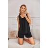 Ekouaer Women Sleeveless Pajama Set Summer Tank Top Pjs 2 Piece Lounge Set | Side Pockets, Cami Tank, Daily Loungewear, Floral Print, Travel Sleepwear, Ideal for Birthday Gift(Black)