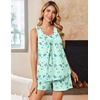Ekouaer Women Sleeveless Pajama Set Summer Tank Top Pjs 2 Piece Lounge Set | Side Pockets, Cami Tank, Daily Loungewear, Floral Print, Travel Sleepwear, Ideal for Birthday Gift(Butterfly Leaves/Green)