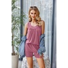 Ekouaer Women Sleeveless Pajama Set Summer Tank Top Pjs 2 Piece Lounge Set | Side Pockets, Cami Tank, Daily Loungewear, Floral Print, Travel Sleepwear, Ideal for Birthday Gift(Gray Pink)