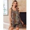 Ekouaer Women Sleeveless Pajama Set Summer Tank Top Pjs 2 Piece Lounge Set | Side Pockets, Cami Tank, Daily Loungewear, Floral Print, Travel Sleepwear, Ideal for Birthday Gift(Ethnic Style/Yellow/Red)