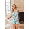 Ekouaer Women Sleeveless Pajama Set Summer Tank Top Pjs 2 Piece Lounge Set | Side Pockets, Cami Tank, Daily Loungewear, Floral Print, Travel Sleepwear, Ideal for Birthday Gift(Plants and Flowers/Blue/Red)