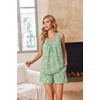 Ekouaer Women Sleeveless Pajama Set Summer Tank Top Pjs 2 Piece Lounge Set | Side Pockets, Cami Tank, Daily Loungewear, Floral Print, Travel Sleepwear, Ideal for Birthday Gift(Small Floral Print/Green)