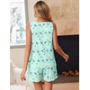Ekouaer Women Sleeveless Pajama Set Summer Tank Top Pjs 2 Piece Lounge Set | Side Pockets, Cami Tank, Daily Loungewear, Floral Print, Travel Sleepwear, Ideal for Birthday Gift(Butterfly Leaves/Green)