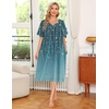 Ekouaer Women’s House Dress with Pockets | Nightgowns for Women Short Sleeve Moo Moos Floral Night Gown for Old Lady, Elderly, Grandma, on Mother’s Day, Home, Garden(Leaf Blue)