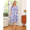 Ekouaer Women’s House Dress with Pockets | Nightgowns for Women Short Sleeve Moo Moos Floral Night Gown for Old Lady, Elderly, Grandma, on Mother’s Day, Home, Garden(Purple White Floral)