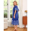 Ekouaer Women’s House Dress with Pockets | Nightgowns for Women Short Sleeve Moo Moos Floral Night Gown for Old Lady, Elderly, Grandma, on Mother’s Day, Home, Garden(Blue Ethnic Flower)