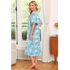 Ekouaer Women’s House Dress with Pockets | Nightgowns for Women Short Sleeve Moo Moos Floral Night Gown for Old Lady, Elderly, Grandma, on Mother’s Day, Home, Garden(Turquoise Floral)