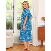 Ekouaer Women’s House Dress with Pockets | Nightgowns for Women Short Sleeve Moo Moos Floral Night Gown for Old Lady, Elderly, Grandma, on Mother’s Day, Home, Garden(Blue White Leaf)