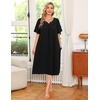 Ekouaer Women’s House Dress with Pockets | Nightgowns for Women Short Sleeve Moo Moos Floral Night Gown for Old Lady, Elderly, Grandma, on Mother’s Day, Home, Garden(Black)