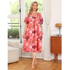 Ekouaer Women’s House Dress with Pockets | Nightgowns for Women Short Sleeve Moo Moos Floral Night Gown for Old Lady, Elderly, Grandma, on Mother’s Day, Home, Garden(Pink Leaf)