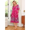 Ekouaer Women’s House Dress with Pockets | Nightgowns for Women Short Sleeve Moo Moos Floral Night Gown for Old Lady, Elderly, Grandma, on Mother’s Day, Home, Garden(Rose Red Butterfly)