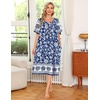 Ekouaer Women’s House Dress with Pockets | Nightgowns for Women Short Sleeve Moo Moos Floral Night Gown for Old Lady, Elderly, Grandma, on Mother’s Day, Home, Garden(White Boho)