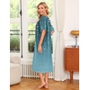 Ekouaer Women’s House Dress with Pockets | Nightgowns for Women Short Sleeve Moo Moos Floral Night Gown for Old Lady, Elderly, Grandma, on Mother’s Day, Home, Garden(Leaf Blue)