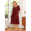 Ekouaer Women’s House Dress with Pockets | Nightgowns for Women Short Sleeve Moo Moos Floral Night Gown for Old Lady, Elderly, Grandma, on Mother’s Day, Home, Garden(Wine Red)