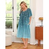 Ekouaer Women’s House Dress with Pockets | Nightgowns for Women Short Sleeve Moo Moos Floral Night Gown for Old Lady, Elderly, Grandma, on Mother’s Day, Home, Garden(Leaf Blue)
