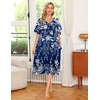 Ekouaer Women’s House Dress with Pockets | Nightgowns for Women Short Sleeve Moo Moos Floral Night Gown for Old Lady, Elderly, Grandma, on Mother’s Day, Home, Garden(Evening Blue Vines)