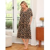 Ekouaer Women’s House Dress with Pockets | Nightgowns for Women Short Sleeve Moo Moos Floral Night Gown for Old Lady, Elderly, Grandma, on Mother’s Day, Home, Garden(Leopard Print)