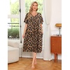 Ekouaer Women’s House Dress with Pockets | Nightgowns for Women Short Sleeve Moo Moos Floral Night Gown for Old Lady, Elderly, Grandma, on Mother’s Day, Home, Garden(Leopard Print)