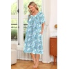 Ekouaer Women’s House Dress with Pockets | Nightgowns for Women Short Sleeve Moo Moos Floral Night Gown for Old Lady, Elderly, Grandma, on Mother’s Day, Home, Garden(Turquoise Floral)
