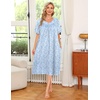 Ekouaer Women’s House Dress with Pockets | Nightgowns for Women Short Sleeve Moo Moos Floral Night Gown for Old Lady, Elderly, Grandma, on Mother’s Day, Home, Garden(Blue White Floral)