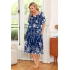 Ekouaer Women’s House Dress with Pockets | Nightgowns for Women Short Sleeve Moo Moos Floral Night Gown for Old Lady, Elderly, Grandma, on Mother’s Day, Home, Garden(Evening Blue Vines)
