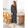 Ekouaer Women’s Long Sleeve Nightgown Full Length Nightshirt with Pockets | warm ankle length sleep dress, winter sleepwear, loose nightgown, lounging dress, vacation maxi long dress, maternity gown(A-dark Grey)