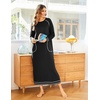 Ekouaer Women’s Long Sleeve Nightgown Full Length Nightshirt with Pockets | warm ankle length sleep dress, winter sleepwear, loose nightgown, lounging dress, vacation maxi long dress, maternity gown(A-black)