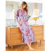 Ekouaer Women’s Long Sleeve Nightgown Full Length Nightshirt with Pockets | warm ankle length sleep dress, winter sleepwear, loose nightgown, lounging dress, vacation maxi long dress, maternity gown(A_floral Lilac)
