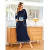 Ekouaer Women’s Long Sleeve Nightgown Full Length Nightshirt with Pockets | warm ankle length sleep dress, winter sleepwear, loose nightgown, lounging dress, vacation maxi long dress, maternity gown(A-navy Blue)