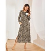 Ekouaer Women’s Long Sleeve Nightgown Full Length Nightshirt with Pockets | warm ankle length sleep dress, winter sleepwear, loose nightgown, lounging dress, vacation maxi long dress, maternity gown(Leopard)