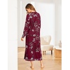 Ekouaer Women’s Long Sleeve Nightgown Full Length Nightshirt with Pockets | warm ankle length sleep dress, winter sleepwear, loose nightgown, lounging dress, vacation maxi long dress, maternity gown(A_floral Red)