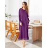 Ekouaer Women’s Long Sleeve Nightgown Full Length Nightshirt with Pockets | warm ankle length sleep dress, winter sleepwear, loose nightgown, lounging dress, vacation maxi long dress, maternity gown(A-fuchsia)