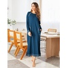 Ekouaer Women’s Long Sleeve Nightgown Full Length Nightshirt with Pockets | warm ankle length sleep dress, winter sleepwear, loose nightgown, lounging dress, vacation maxi long dress, maternity gown(A-dark Blue)