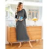 Ekouaer Women’s Long Sleeve Nightgown Full Length Nightshirt with Pockets | warm ankle length sleep dress, winter sleepwear, loose nightgown, lounging dress, vacation maxi long dress, maternity gown(A-grey)