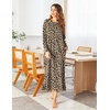 Ekouaer Women’s Long Sleeve Nightgown Full Length Nightshirt with Pockets | warm ankle length sleep dress, winter sleepwear, loose nightgown, lounging dress, vacation maxi long dress, maternity gown(Leopard)