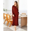 Ekouaer Women’s Long Sleeve Nightgown Full Length Nightshirt with Pockets | warm ankle length sleep dress, winter sleepwear, loose nightgown, lounging dress, vacation maxi long dress, maternity gown(Christmas Plaid)